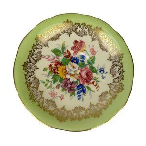 Aynsley Made in England Replacement Green Gold Floral Saucer 5.5"
